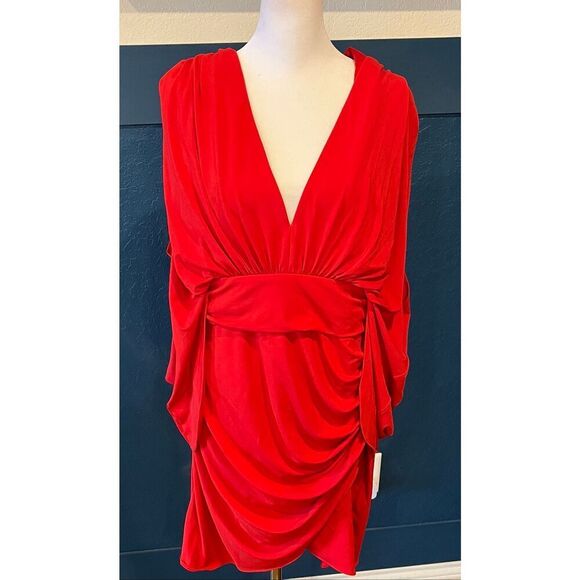 Halston RIA V NECK JERSEY DRESS -14 - Picture 3 of 9